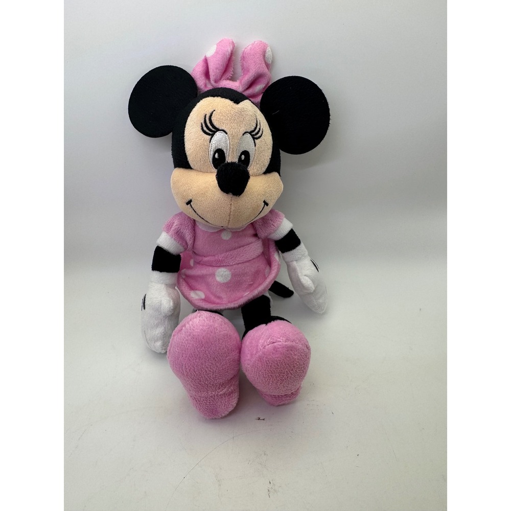 Disney Minnie Mouse Plush Pink Polka Dot Dress Stuffed Animal Toy